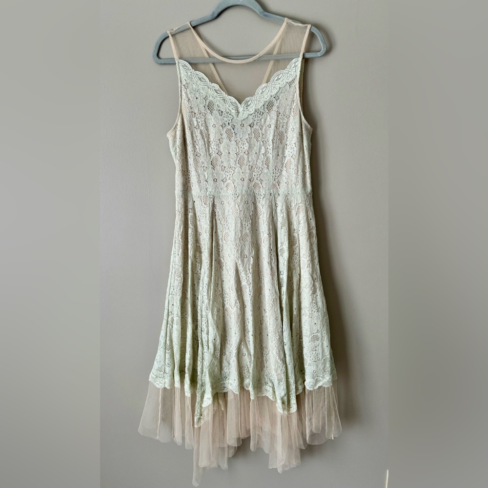 Mint Green Lace Illusion Dress